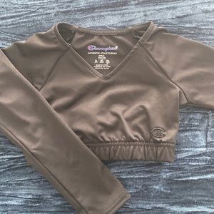 Youth XXS Champion Cheer crop top - black long sleeve
